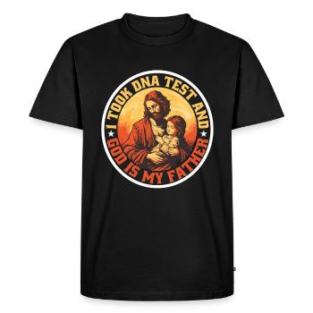 J’ai fait un test ADN et Dieu est mon père 32 - T-shirt Premium bio Homme - noir - Devant - Nico (187cm)