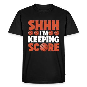 Chut, je garde le score 9 - T-shirt Premium bio Homme - noir - Devant - Nico (187cm)