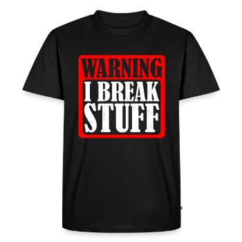 Warning I Break Stuff 5 - Men's Premium Organic T-Shirt - black - Front - Nico (187cm)