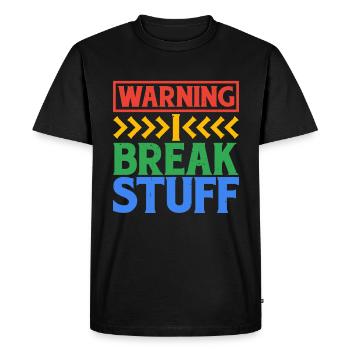 Warning I Break Stuff 6 - Men's Premium Organic T-Shirt - black - Front - Nico (187cm)