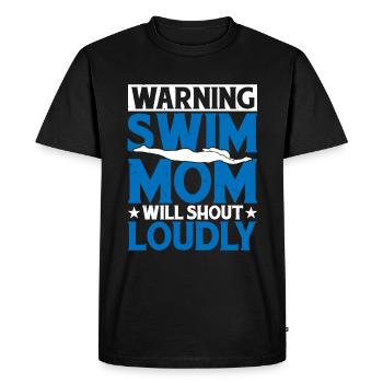 Warning Swim Mom Will Shout Loudly 5 - Men's Premium Organic T-Shirt - black - Front - Nico (187cm)