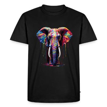 Éléphant arc-en-ciel - T-shirt Premium bio Homme - noir - Devant - Nico (187cm)