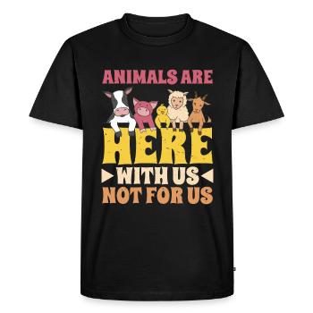 Les animaux sont ici avec nous, pas pour nous 2 - T-shirt Premium bio Homme - noir - Devant - Nico (187cm)