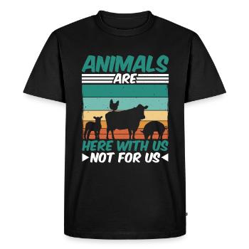 Les animaux sont ici avec nous, pas pour nous - T-shirt Premium bio Homme - noir - Devant - Nico (187cm)