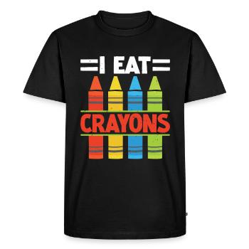 Je mange des crayons de couleur 11 - T-shirt Premium bio Homme - noir - Devant - Nico (187cm)