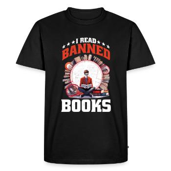 I Read Banned Books 82 - Men's Premium Organic T-Shirt - black - Front - Nico (187cm)