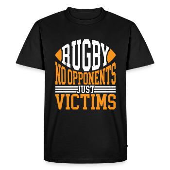 Rugby Pas d’adversaires, juste des victimes 6 - T-shirt Premium bio Homme - noir - Devant - Nico (187cm)