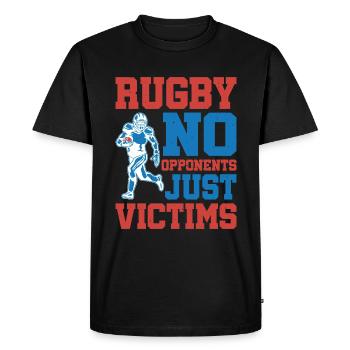 Rugby Pas d’adversaires, juste des victimes 5 - T-shirt Premium bio Homme - noir - Devant - Nico (187cm)