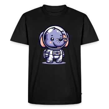 Éléphant mignon astronaute - T-shirt Premium bio Homme - noir - Devant - Nico (187cm)