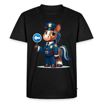 Cute Horse Police Officer - Men's Premium Organic T-Shirt - black - Front - Nico (187cm)