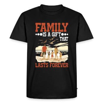 La famille est un cadeau qui dure pour toujours 5 --cadeau-- - T-shirt Premium bio Homme - noir - Devant - Nico (187cm)