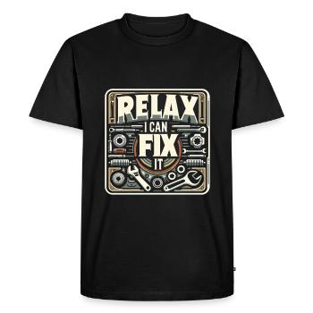 Relax I Can Fix It 31 - Men's Premium Organic T-Shirt - black - Front - Nico (187cm)