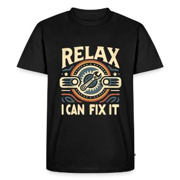 Relax I Can Fix It 30 - Men's Premium Organic T-Shirt - black - Front - Nico (187cm)