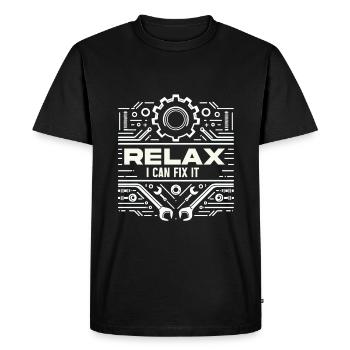 Relax I Can Fix It 34 - Men's Premium Organic T-Shirt - black - Front - Nico (187cm)