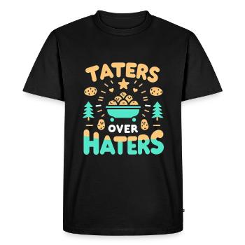 Taters sur les haineux 17 - T-shirt Premium bio Homme - noir - Devant - Nico (187cm)