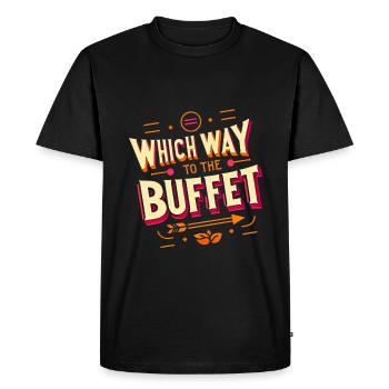 which way to the buffet 48 - Men's Premium Organic T-Shirt - black - Front - Nico (187cm)