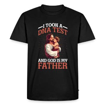 J’ai fait un test ADN et Dieu est mon père 36 - T-shirt Premium bio Homme - noir - Devant - Nico (187cm)