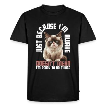 Ce n’est pas parce que je suis éveillé que je suis prêt 13 - T-shirt Premium bio Homme - noir - Devant - Nico (187cm)