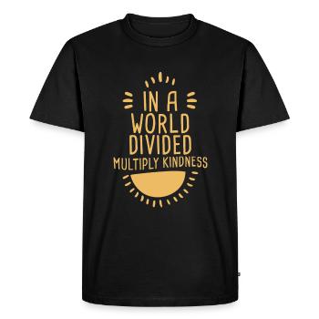 In A World Divided Multiply Kindness 4 - Men's Premium Organic T-Shirt - black - Front - Nico (187cm)