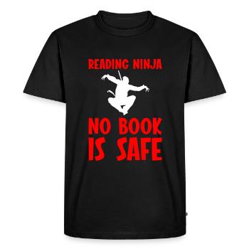 Reading Ninja, No Book Is Safe 4 - Men's Premium Organic T-Shirt - black - Front - Nico (187cm)