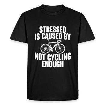 Stress Is Caused By Not Cycling Enough 2 - Men's Premium Organic T-Shirt - black - Front - Nico (187cm)