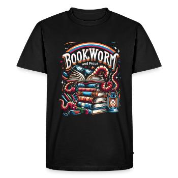 Bookworm and Proud 6 - Men's Premium Organic T-Shirt - black - Front - Nico (187cm)