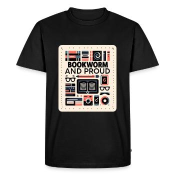 Bookworm and Proud 7 - Men's Premium Organic T-Shirt - black - Front - Nico (187cm)