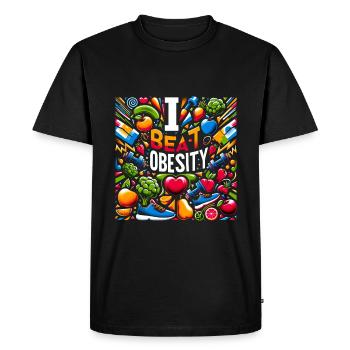 J’ai vaincu l’obésité 11 - T-shirt Premium bio Homme - noir - Devant - Nico (187cm)