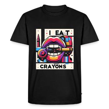 Je mange des crayons de couleur 19 - T-shirt Premium bio Homme - noir - Devant - Nico (187cm)