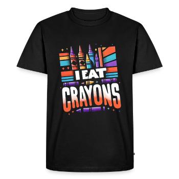 Je mange des crayons de couleur 17 - T-shirt Premium bio Homme - noir - Devant - Nico (187cm)