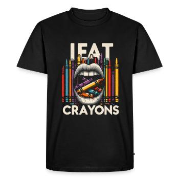 Je mange des crayons de couleur 22 - T-shirt Premium bio Homme - noir - Devant - Nico (187cm)
