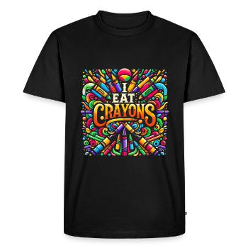 Je mange des crayons de couleur 23 - T-shirt Premium bio Homme - noir - Devant - Nico (187cm)