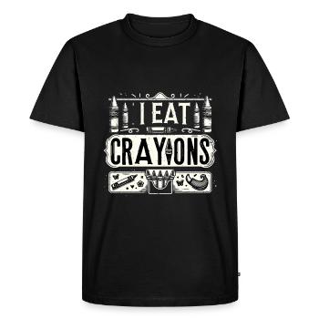 Je mange des crayons de couleur 24 - T-shirt Premium bio Homme - noir - Devant - Nico (187cm)