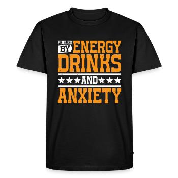 Fueled By Energy Drinks And Anxiety 7 - Men's Premium Organic T-Shirt - black - Front - Nico (187cm)