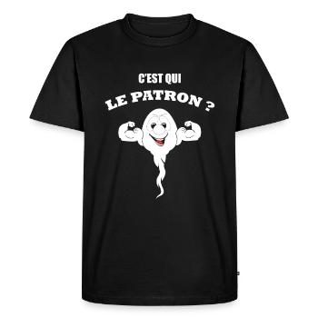 C'est qui le patron? Humour Chef - T-shirt Premium bio Homme - noir - Devant - Nico (187cm)