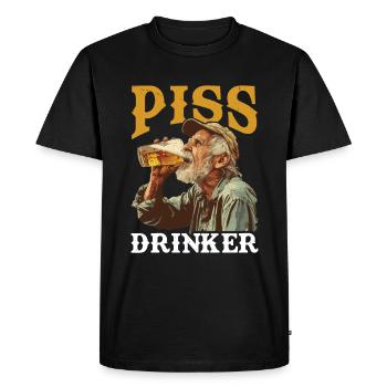 Piss Drinker 43 - Men's Premium Organic T-Shirt - black - Front - Nico (187cm)