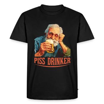 Piss Drinker 44 - Men's Premium Organic T-Shirt - black - Front - Nico (187cm)