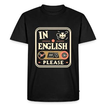 In English Please! 10 - Men's Premium Organic T-Shirt - black - Front - Nico (187cm)