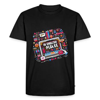 In English Please! 14 - Men's Premium Organic T-Shirt - black - Front - Nico (187cm)