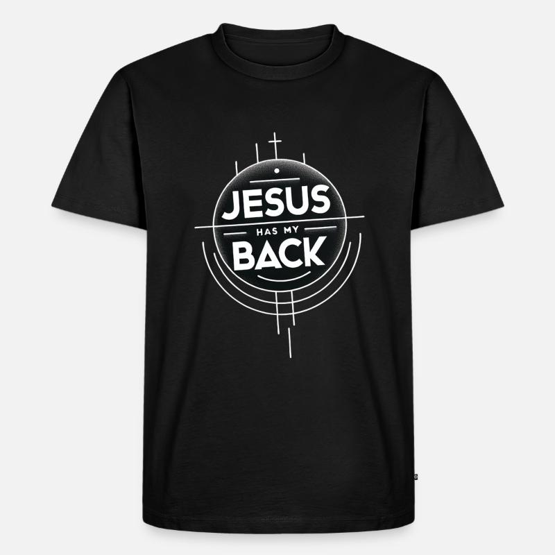 Jesus Has My Back 19 - Männer Premium Bio T-Shirt - Schwarz