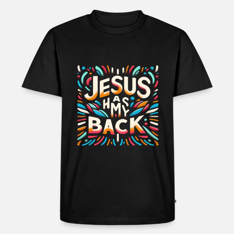 Jesus Has My Back 29 - Männer Premium Bio T-Shirt - Schwarz