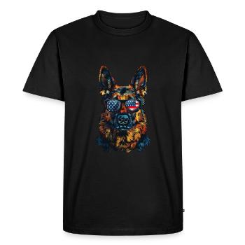 Berger allemand avec des lunettes de soleil américaines - T-shirt Premium bio Homme - noir - Devant - Nico (187cm)