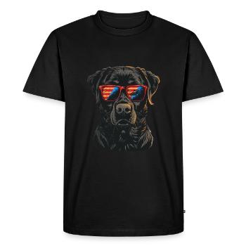 Labrador Retriever avec des lunettes de soleil américaines - T-shirt Premium bio Homme - noir - Devant - Nico (187cm)