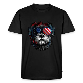 Shih Tzu avec des lunettes de soleil américaines - T-shirt Premium bio Homme - noir - Devant - Nico (187cm)