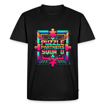 Puzzle Partners Squad 2 - Men's Premium Organic T-Shirt - black - Front - Nico (187cm)