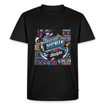Discman Disciple - Men's Premium Organic T-Shirt - black - Front - Nico (187cm)
