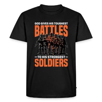 Dieu donne ses batailles les plus dures à ses 10 plus forts - T-shirt Premium bio Homme - noir - Devant - Nico (187cm)