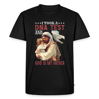J’ai fait un test ADN et Dieu est mon père 37 - T-shirt Premium bio Homme - noir - Devant - Nico (187cm)
