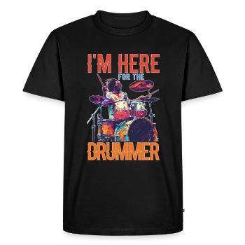 Je suis là pour le batteur 16 - T-shirt Premium bio Homme - noir - Devant - Nico (187cm)