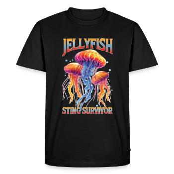 Survivant de la piqûre de méduse 20 - T-shirt Premium bio Homme - noir - Devant - Nico (187cm)